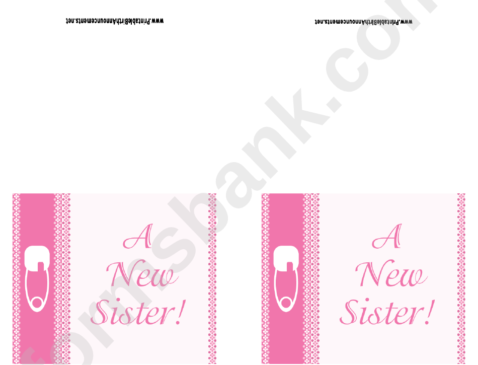 A New Sister! - Girl Birth Announcement Template