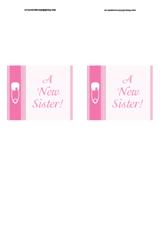 A New Sister! - Girl Birth Announcement Template Printable pdf