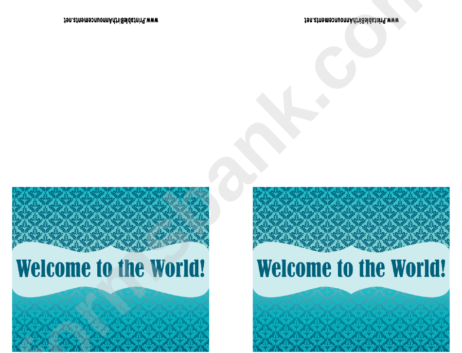 Welcome To The World! - Boy Birth Announcement Template