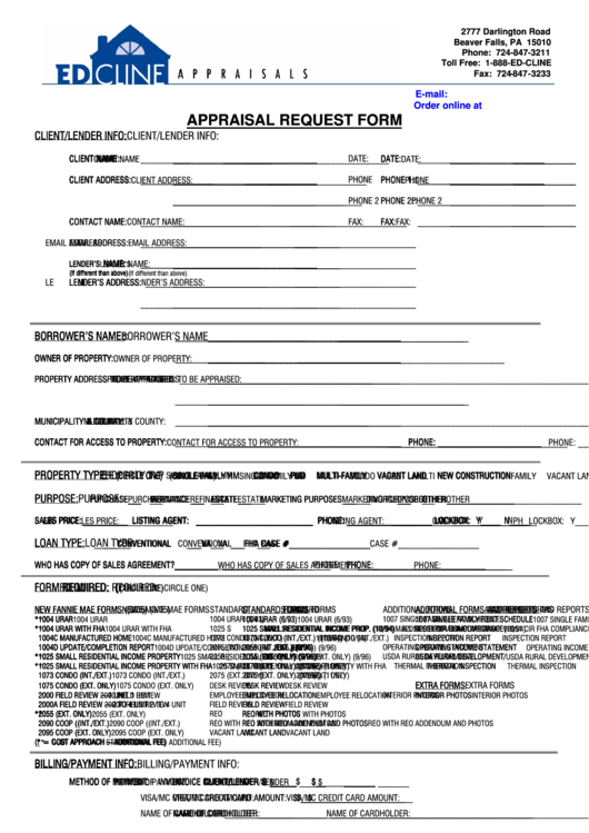 Appraisal Request Form Printable pdf
