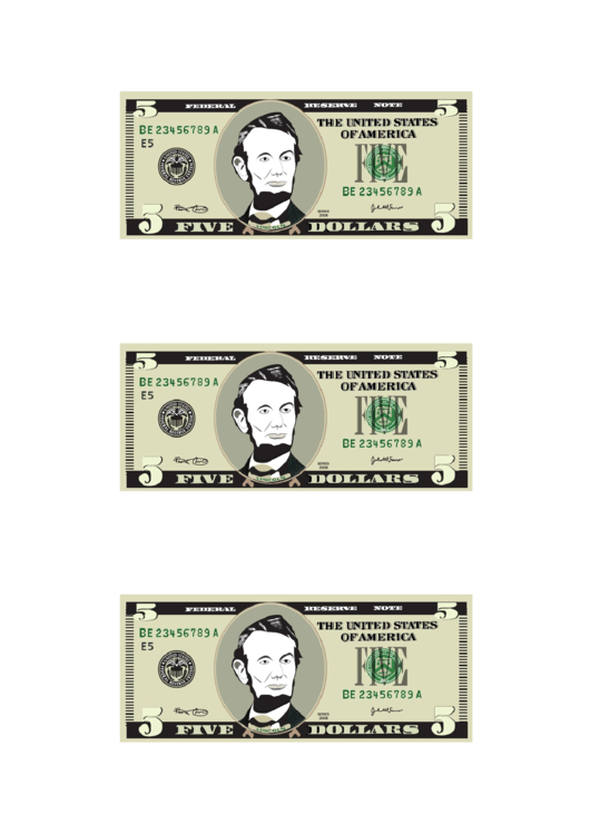 Five Dollar Bill Template Printable Pdf Download
