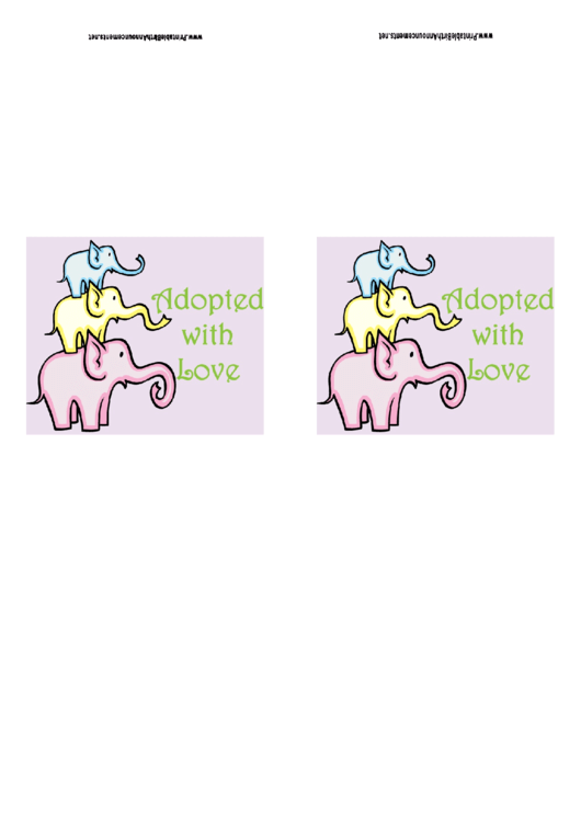 Girl Adoption Birth Announcement - Elephant Printable pdf
