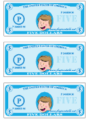 Five Play-dollars Template - Blue
