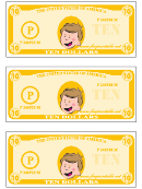 Ten Play-dollars Template - Yellow