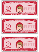 Fifty Play-dollars Template - Red