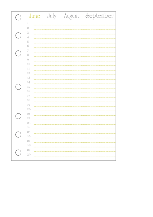 Monthly Planner Template - June Printable pdf