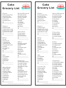 Cake Grocery List Template