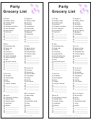 Party Grocery List Template