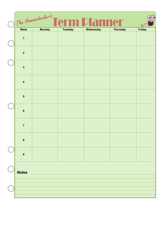 Term Planner Template Printable pdf