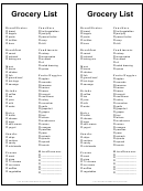 Basic Grocery List Template