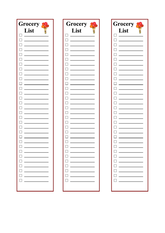 Grocery List Template Printable pdf
