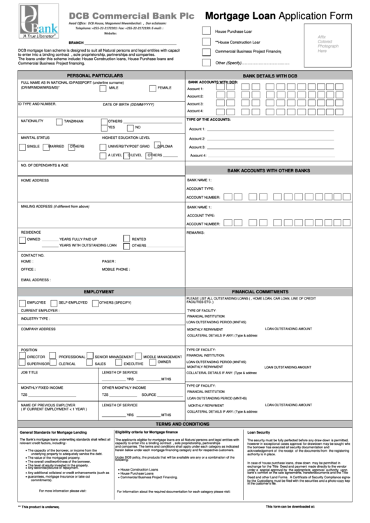 Mortgage Loan Application Form Printable pdf