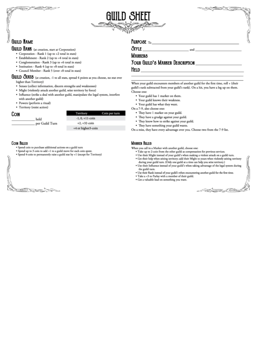 Npc Character Sheet - Guild Wars Printable pdf