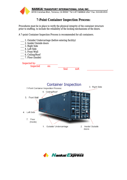 7-point Container Inspection Process Checklist Template