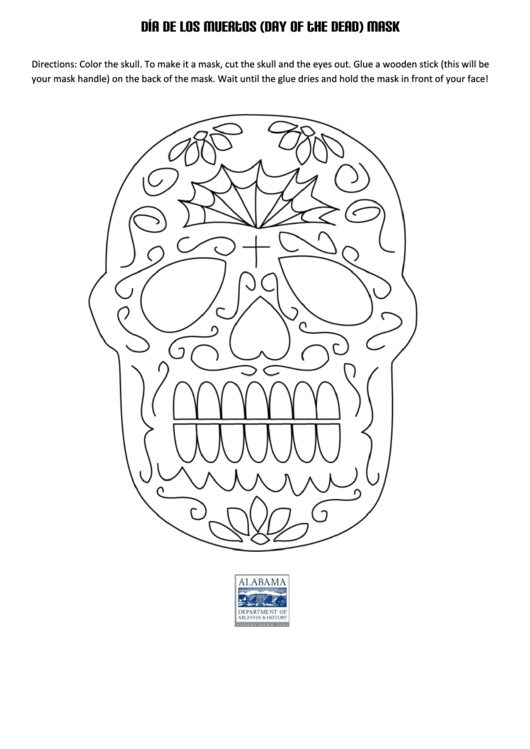 Dia De Los Muertos (Day Of The Dead) Mask Template printable pdf download