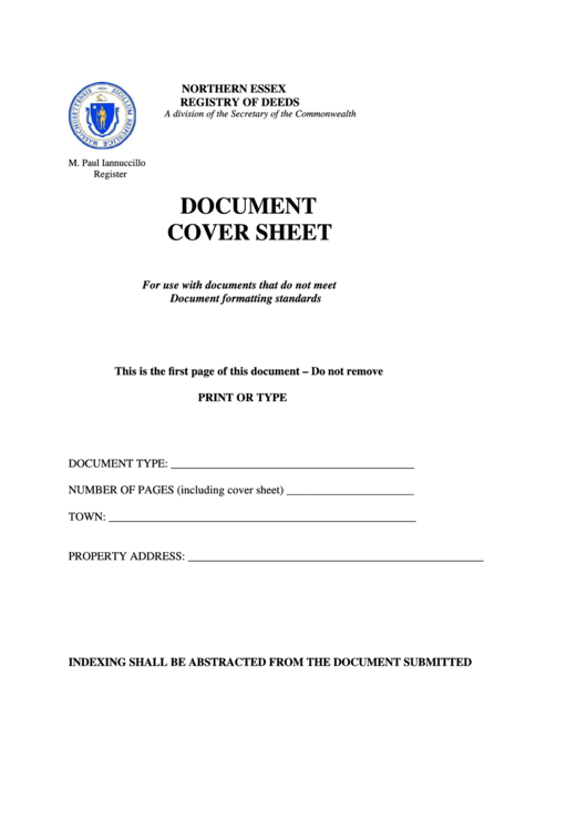 Document Cover Sheet Printable pdf