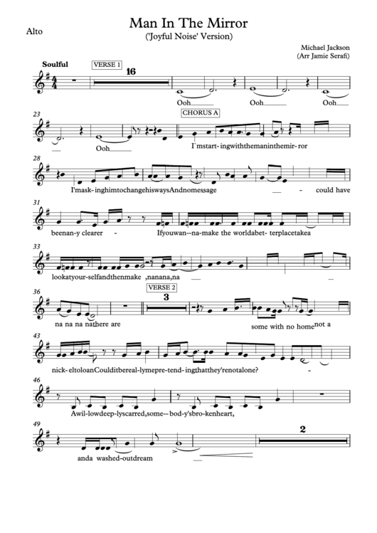 Man In The Mirror - Michael Jackson printable pdf download
