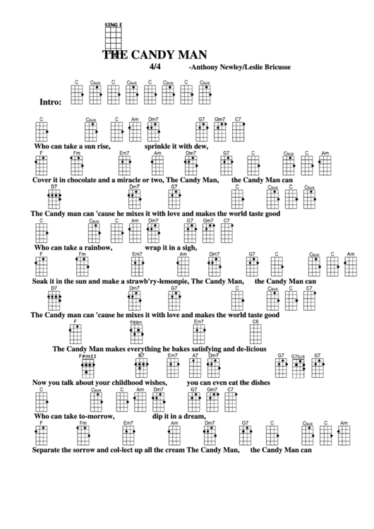 Chord Chart - Anthony Newley/leslie Bricusse - The Candy Man Printable pdf