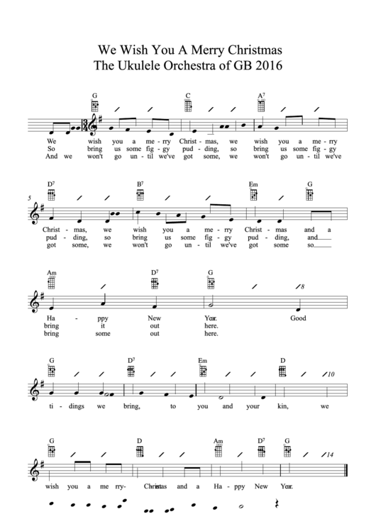 We Wish You A Merry Christmas The Ukulele Orchestra Of Gb - 2016 Printable pdf
