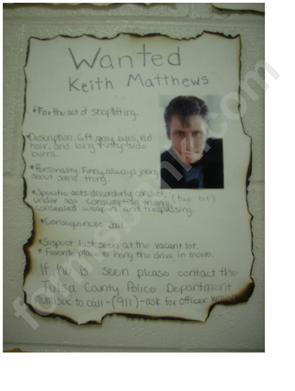 Outsiders Wanted Poster Template
