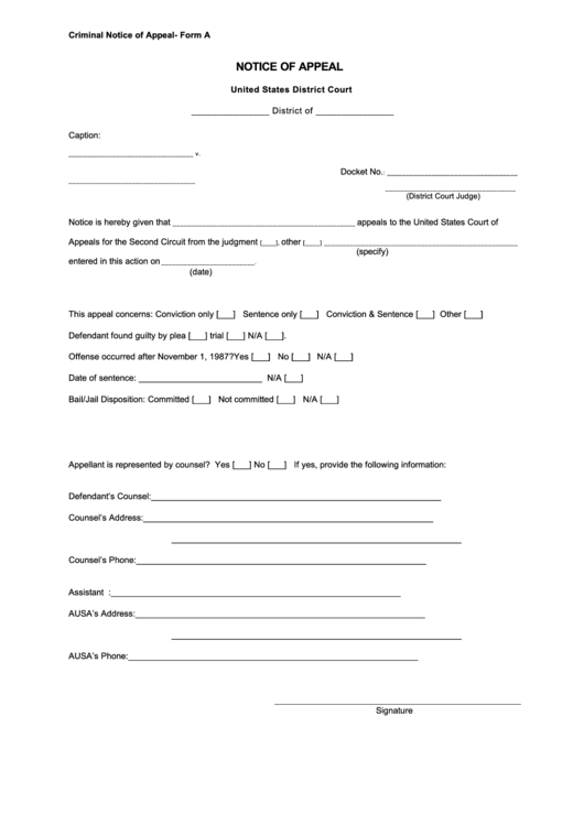 Top Court Appeal Form Templates free to download in PDF format