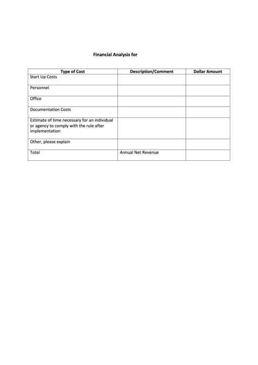 Fillable Financial Analysis Template Printable pdf