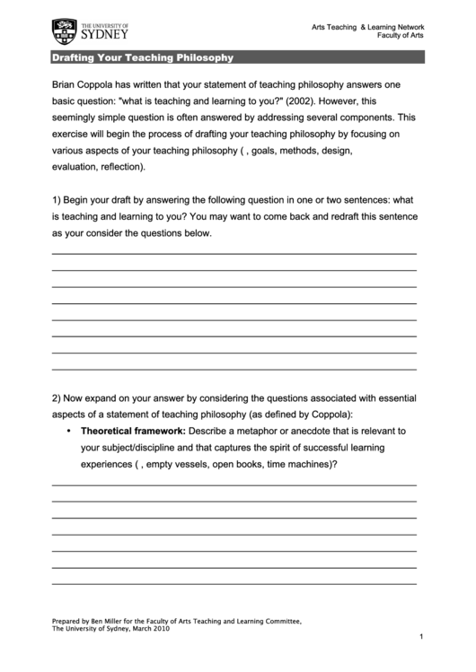 Drafting Your Teaching Philosophy Printable pdf