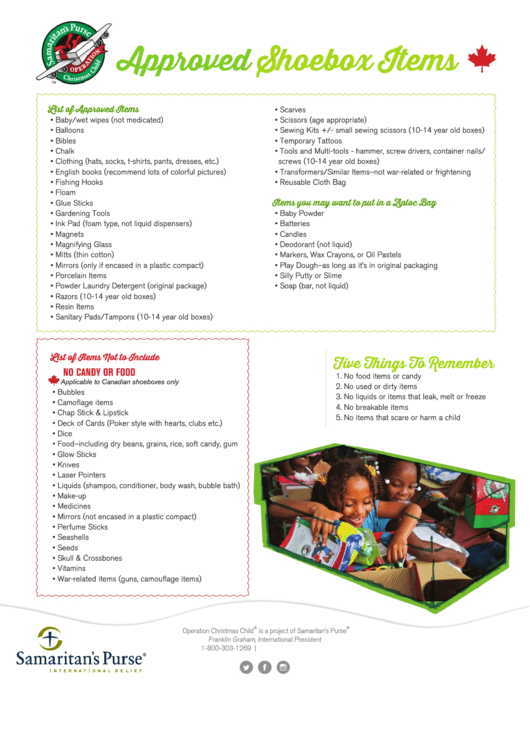 Top Operation Christmas Child List Free To Download In PDF Format