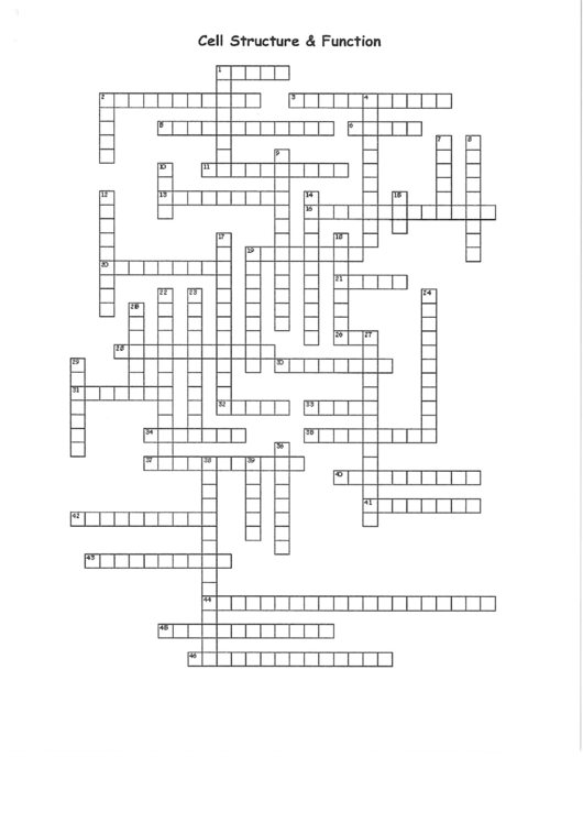 Cell Structure And Function Crossword Puzzle Template Printable pdf