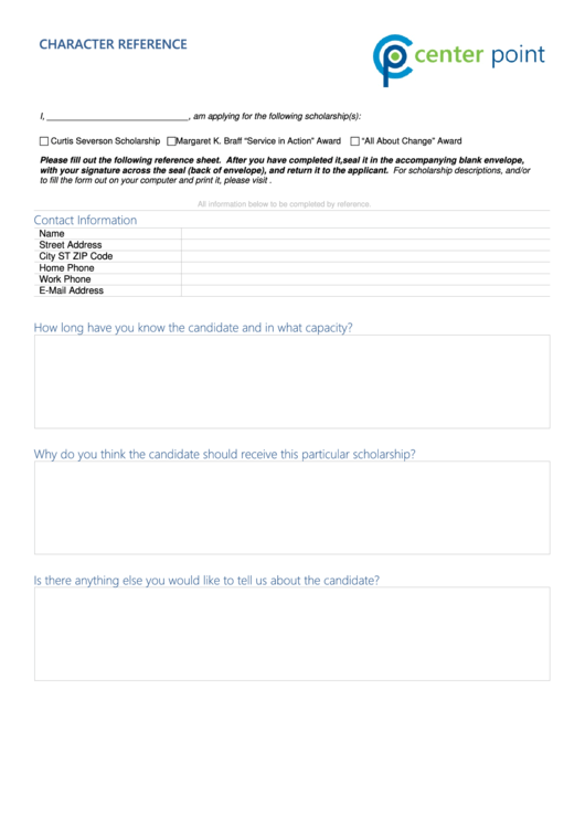 Fillable Scholarship Reference Letter Template printable pdf download
