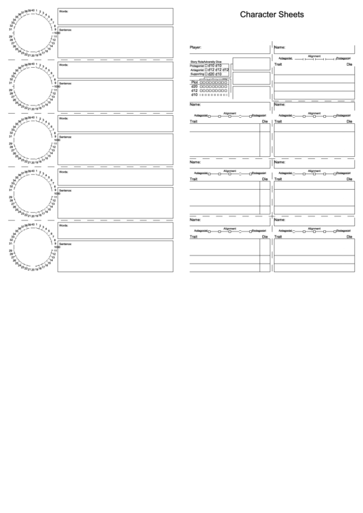 Character Sheets Printable pdf