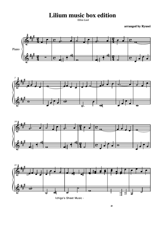 Lilium Music Box Edition - Ryusei Printable pdf