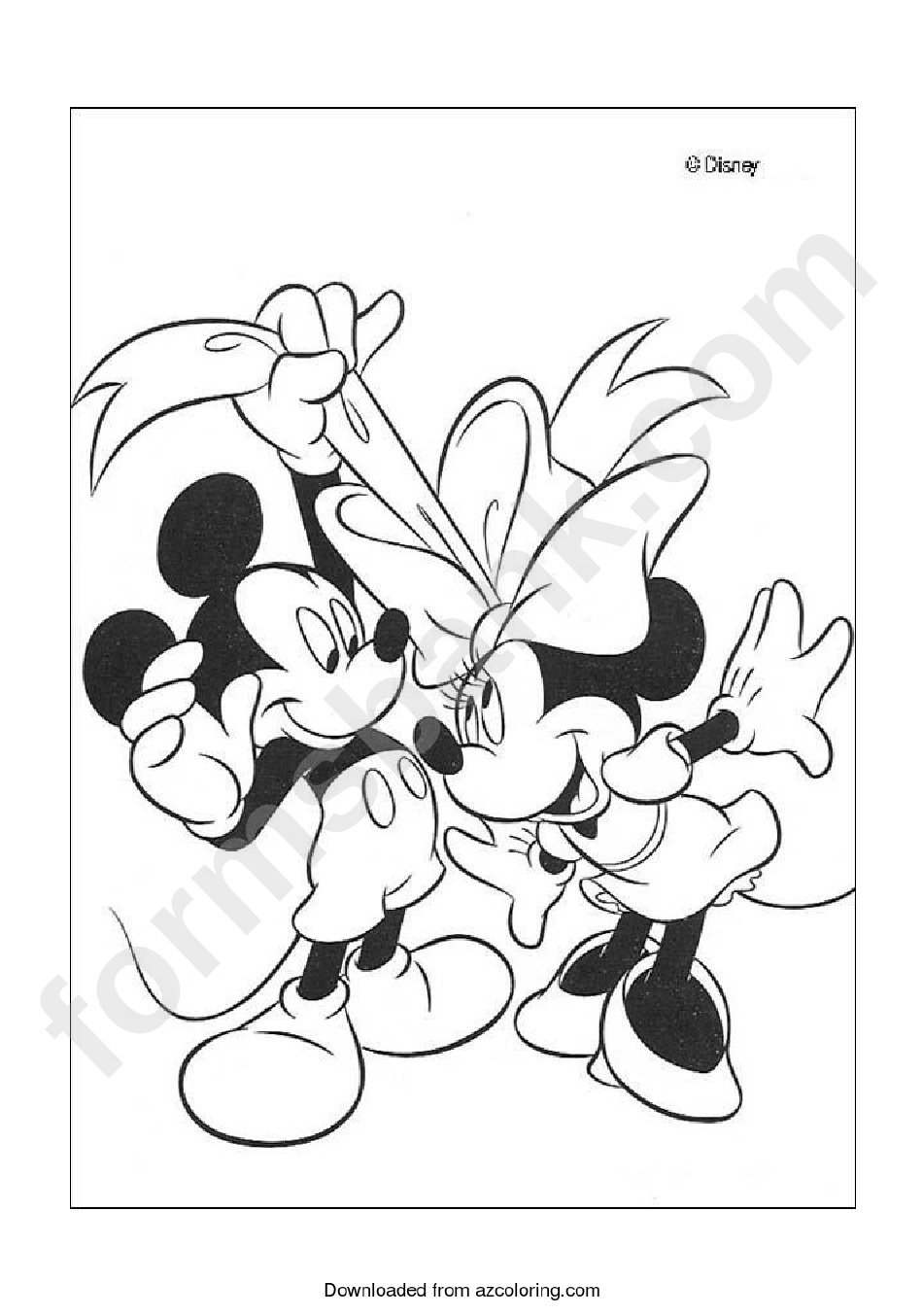 Mickey Mouse And Minnie Mouse Coloring Sheet