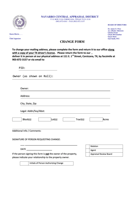 Address Change Form Tx Dmv Printable pdf