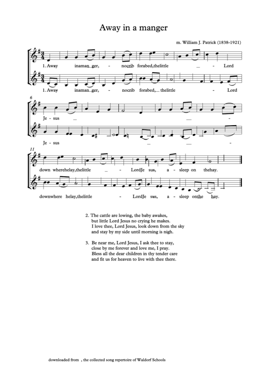 William J. Patrick - Away In A Manger Sheet Music Printable pdf