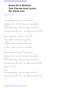 Arms Of A Woman - Tab Chords And Lyrics - By Amos Lee - Key A-d-a-e