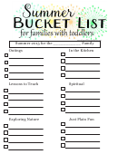 Summer Bucket List Template For Families With Toddlers