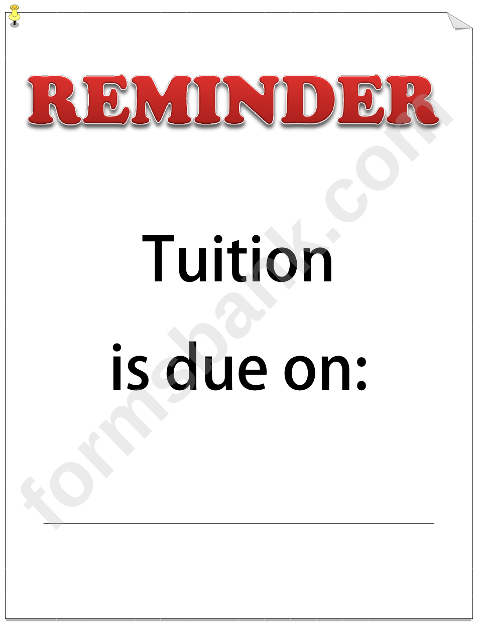 Tuition Reminder Sign Template