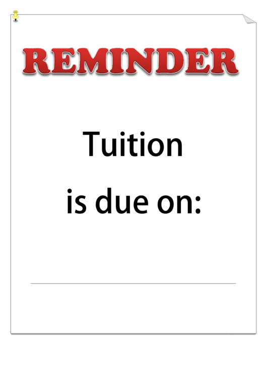 Tuition Reminder Sign Template Printable pdf