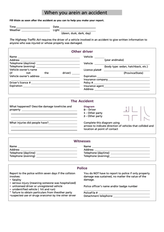 Accident Report Template Printable pdf