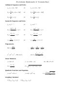 Pre-calculus Mathematics 11 Formula Sheet