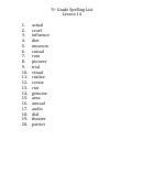 5th Grade Spelling List