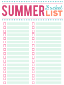Multicolor Summer Bucket List Template - Blank