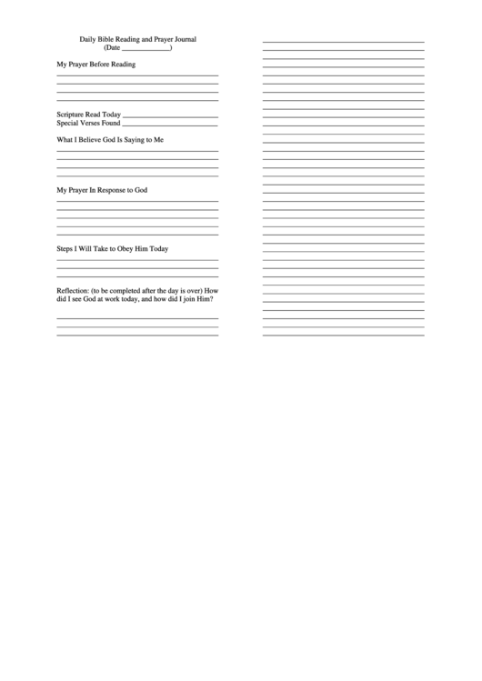 Daily Bible Reading And Prayer Journal Template Printable pdf