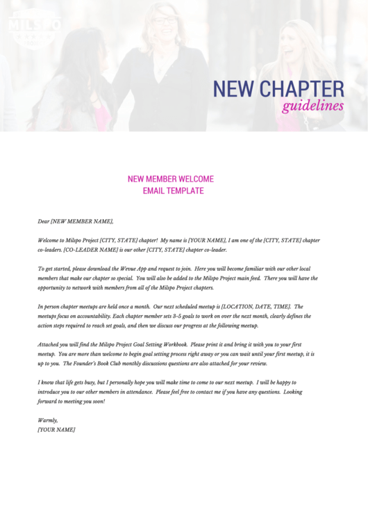New Member Welcome Email Template Printable pdf