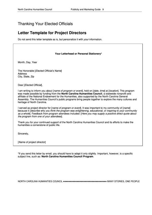 Letter Template For Project Directors And Project Participants