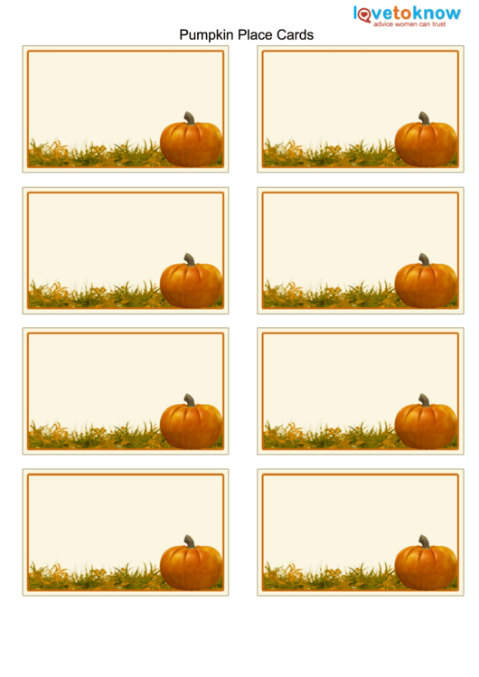 Pumpkin Place Cards Template Printable pdf