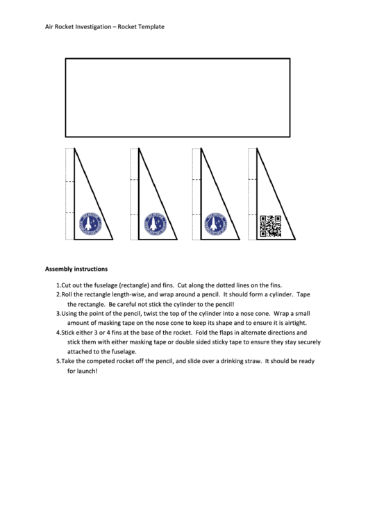 Air Rocket Investigation - Rocket Template With Instructions Printable pdf