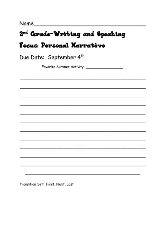 2nd Grade-Writing And Speaking Activity Printable pdf