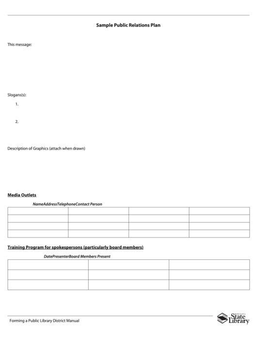 Sample Public Relations Plan Printable pdf